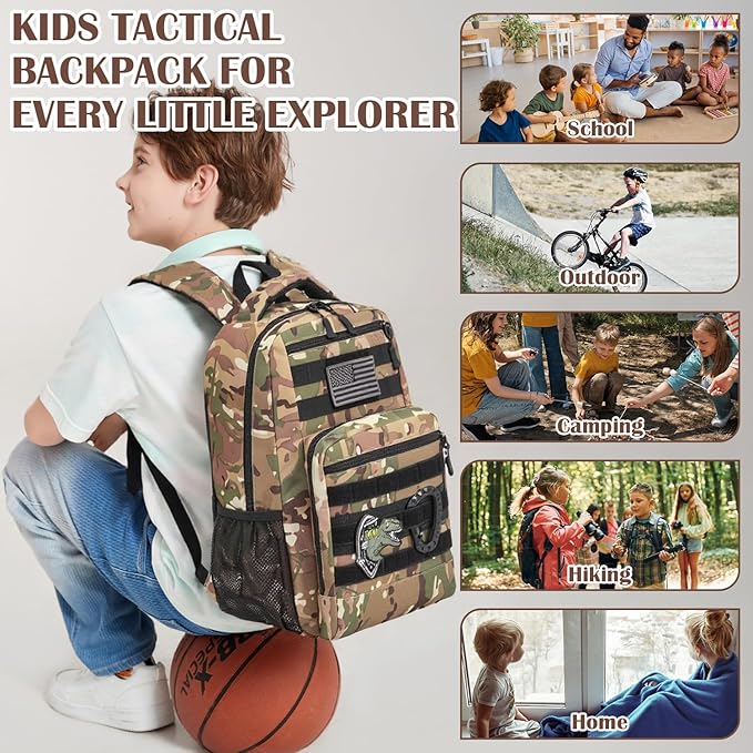 Kids Tactical Backpack Army Molle Bookbag Military Boys Backpack for School, Outdoor, Camping, CM