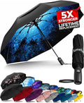 TUMELLA Strongest Windproof Travel Umbrella (Compact, 100MPH Wind-Tested), Light, Portable, One-Handed Use, Automatic Folding Rain Umbrella, Durable, Premium Grip, Fits Car & Backpack