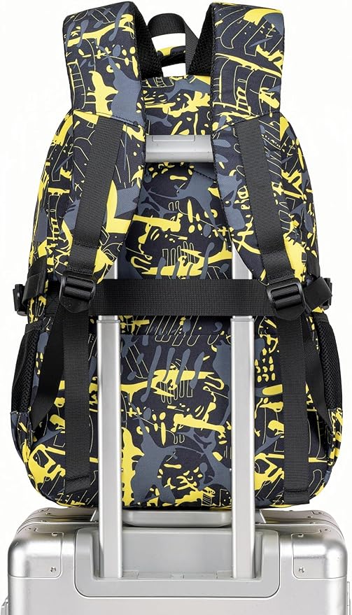 Bluboon Kids Backpack Boys Camo Bookbag Teens Elementary School Bag Daypack Travel Back Pack Middle school (Boy-Yellow camo)