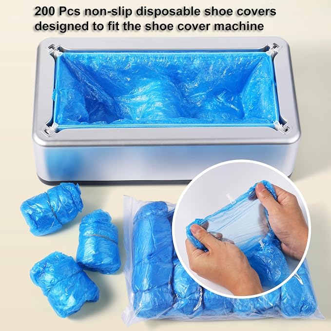 LYSHIYI 200 Pcs Disposable Shoe Covers for Shoe Cover Dispenser, Non-Slip T-Buckle Boot Covers, 15-20'' Adjustable Size for US Men’s Shoe Sizes 6-14