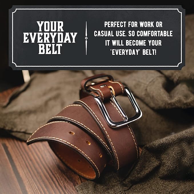 Main Street Forge The Foreman Leather Belt | Made in USA | Full Grain Leather | Mens Belt