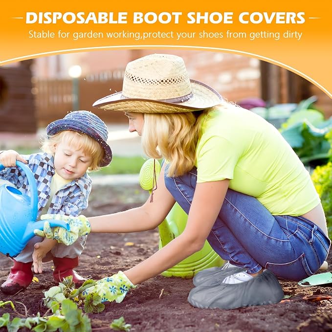 Leumoi 500 Pcs Disposable Boot Covers Bulk Non Slip Disposable Shoe Covers Large Durable Non Woven Shoe Protector for Indoors, Home, Floors and Shoes, One Size Fits Most(Grey)