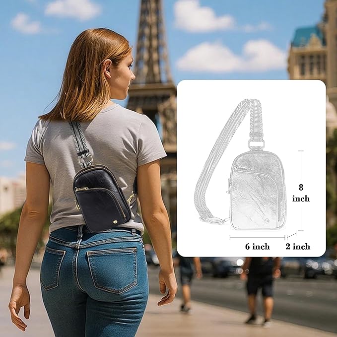 INICAT RFID Blocking Sling Bag, Anti Theft Crossbody Bag for Women Compact Travel Purses Vegan Leather
