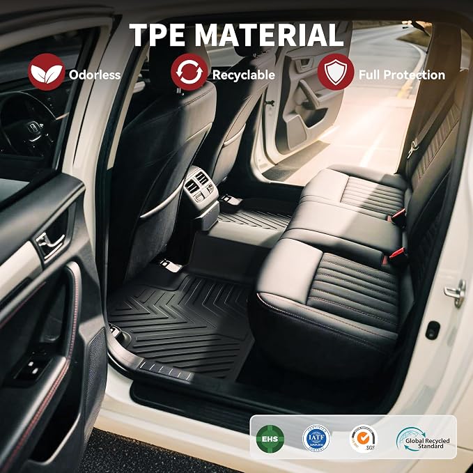 YITAMOTOR Floor Mats & Trunk Mat Fit for Honda Accord 2026 2025 2024 2023 (Gasoline & Hybrid), All Weather TPE Floor Liner Custom Fit for Accord Accessories, 1st, 2nd Row and Cargo Liners, Black