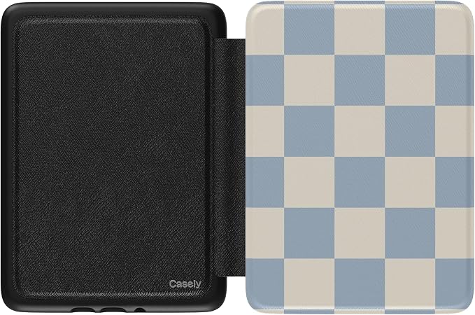 Casely Kindle Case | Fit Check | Light Blue Checkerboard | 7” Kindle Colorsoft and 7” Kindle Paperwhite (12th Gen)