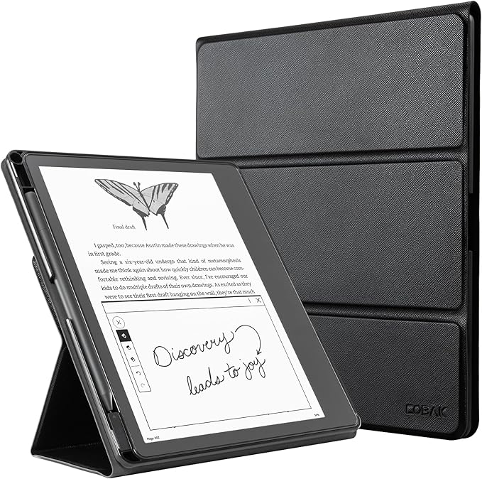 CoBak Stand Case for Kindle Scribe - Premium Folio Leather Cover with Pen Holder, Auto Sleep/Wake - Compatible with 10.2 Inch Kindle Scribe (2022/2024 Release)