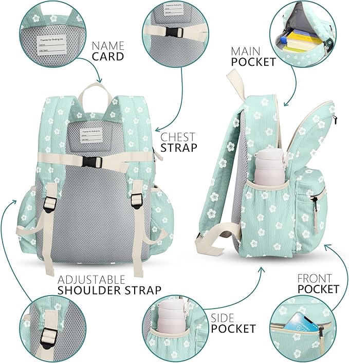 atgark Corduroy Toddler Backpack for Girls 2-5: Preschool Backpack for Girls