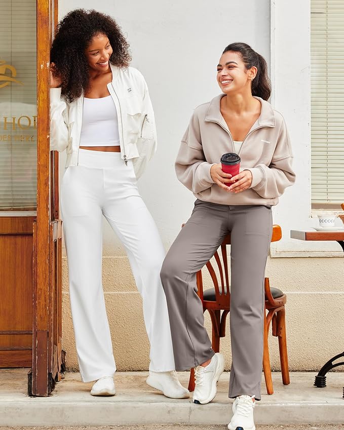 G4Free EverGoing Yoga Pants Women Wide Leg Pants with Pockets High Waist Stretch Dress Casual Sweatpants Petite/Regular/Tall