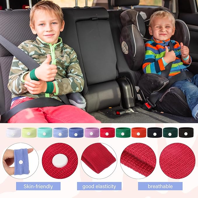 Zhanmai 12 Pairs Motion Sickness Bands for Kids Adults Nausea Wristbands Colorful Nausea Relief Bracelet for Car Sickness Pregnancy Ride Sea Flying Travel(Multicolor)
