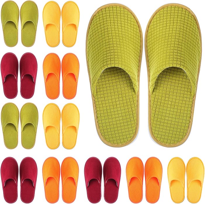 Geyoga 12 Pair House Slipper for Guest Non Slip Disposable Slipper for Travel Washable Reusable Closed Toe Hotel Bridesmaid Indoor Spa Wedding Party Shoeless Home