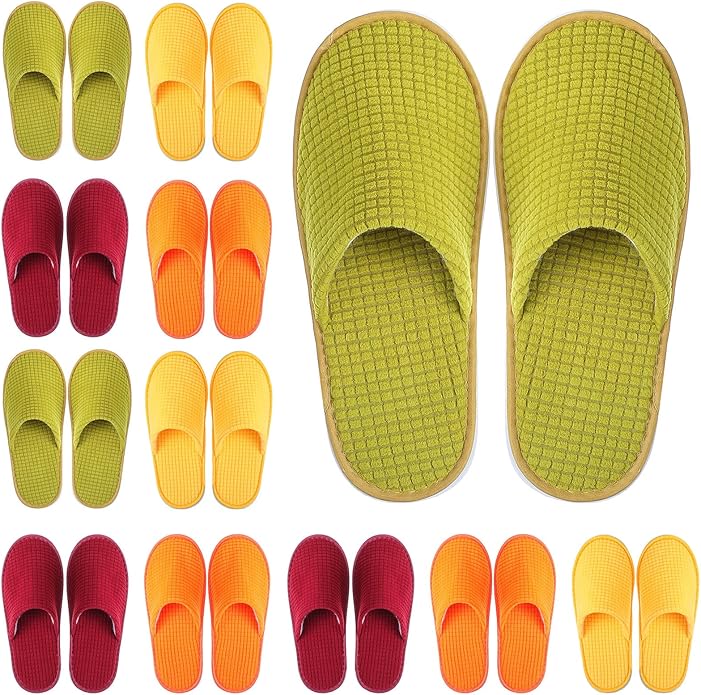 Geyoga 12 Pair House Slipper for Guest Non Slip Disposable Slipper for Travel Washable Reusable Closed Toe Hotel Bridesmaid Indoor Spa Wedding Party Shoeless Home