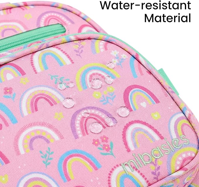mibasies Girls Backpack 5-8: Lightweight Kids Backpacks for Girls - Girl Bookbag for Elementary School - Rainbow Pink