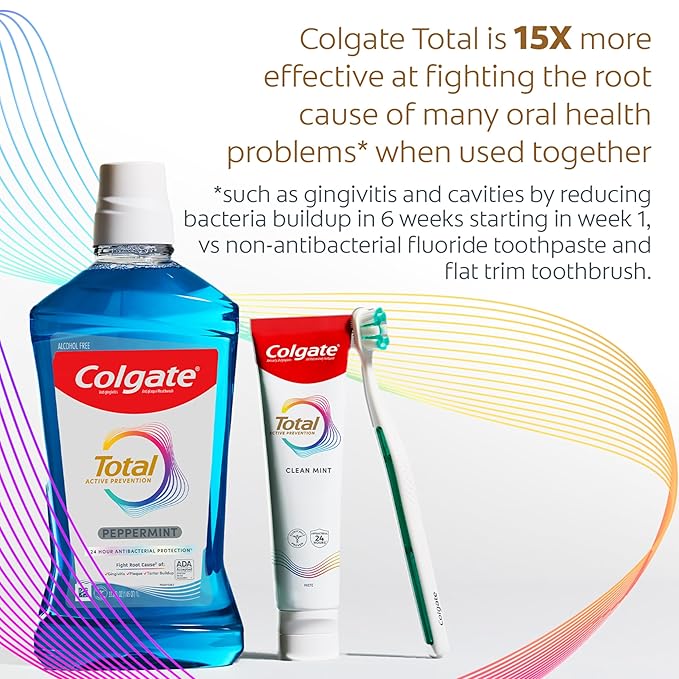 Colgate Total Active Prevention Clean Mint Toothpaste, Anticavity Toothpaste with Fluoride, Clinically Proven to Help Fight Plaque Bacteria, Helps Minimize Bad Breath, 5.1 oz
