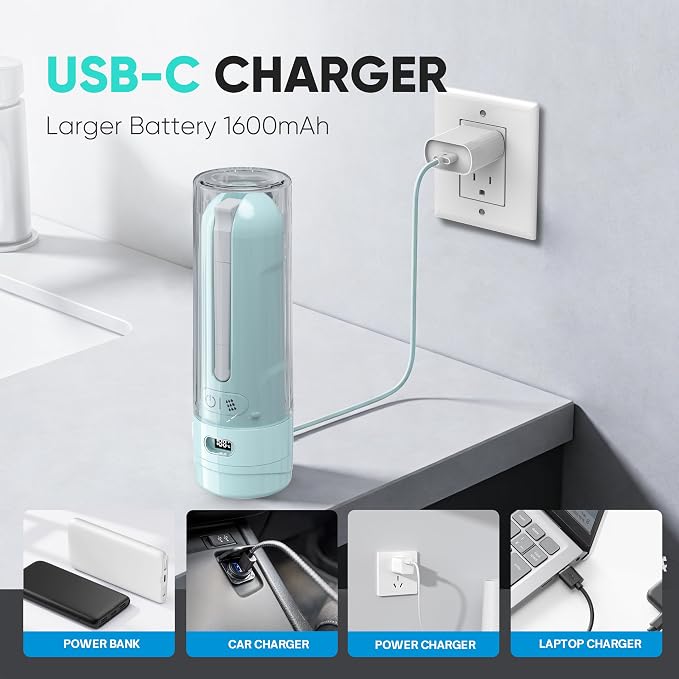 Electric Portable Bidet – Rechargeable Travel Bidet for Women Postpartum Care & Personal Hygiene | with 3 Pressure Modes for Home Travel & Camping (Aqua)