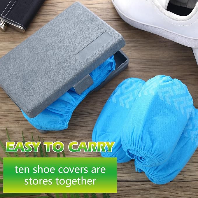 Leumoi 500 Pcs Disposable Boot Covers Bulk Non Slip Disposable Shoe Covers Large Durable Non Woven Shoe Protector for Indoors, Home, Floors and Shoes, One Size Fits Most(Blue)
