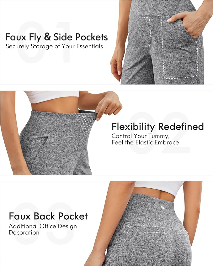 G4Free EverGoing Yoga Pants Women Wide Leg Pants with Pockets High Waist Stretch Dress Casual Sweatpants Petite/Regular/Tall