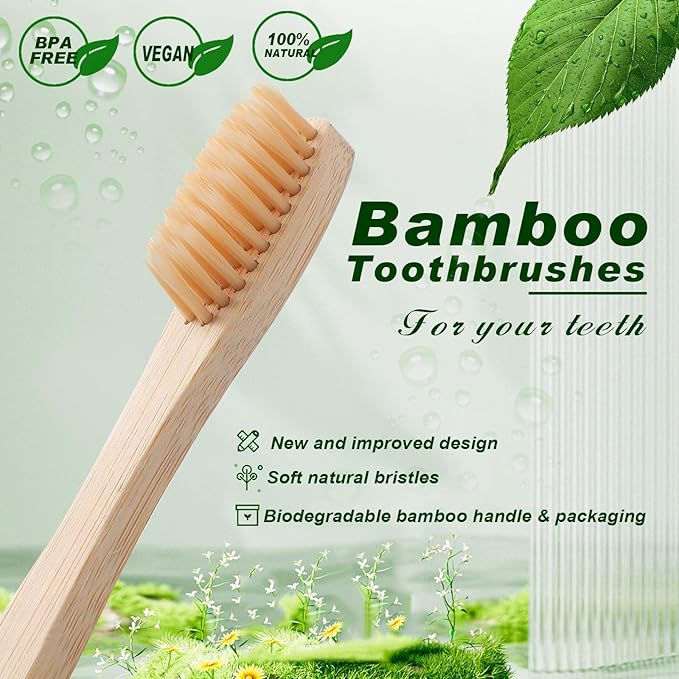 Sieral 240 Pcs Bamboo Toothbrushes Bulk, Soft Bristle Bamboo Toothbrush, Individually Wrapped for Adults Travel Family Hotel Party, 7 Inch 12 Color