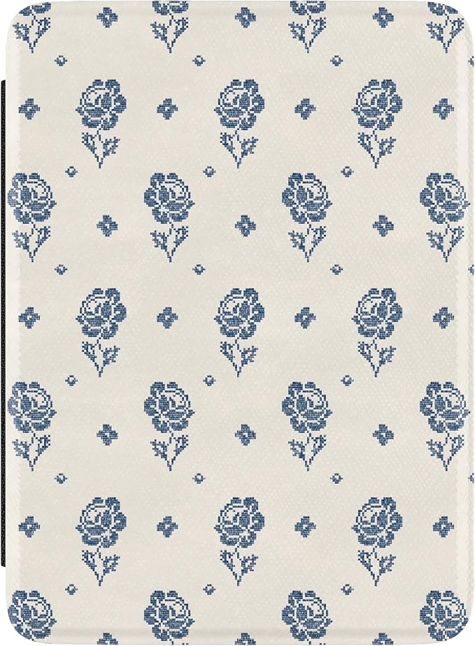 Casely Kindle Case | Seaside Stitch | Vintage Roses | 7” Kindle Colorsoft and 7” Kindle Paperwhite (12th Gen)
