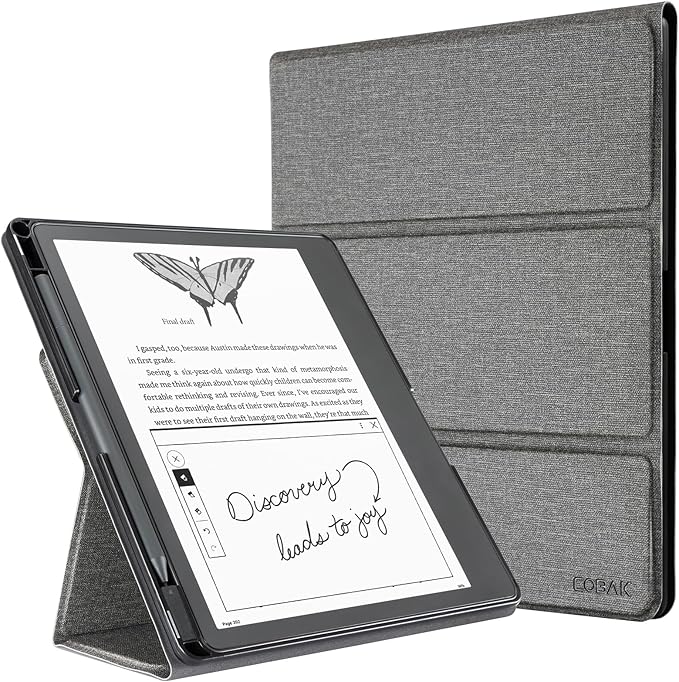 CoBak Stand Case for Kindle Scribe - Premium Folio Leather Cover with Pen Holder, Auto Sleep/Wake - Compatible with 10.2 Inch Kindle Scribe (2022/2024 Release)