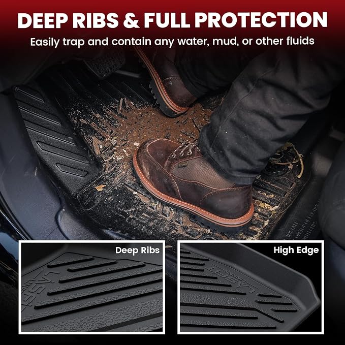 LASFIT Floor Mats & Cargo Mat Fits for Hyundai Ioniq 5(Unmovable Console) 2024 2023 2022, All Weather TPE Custom Fit Full Set Accessories for Ioniq 5 2022-2024 Floor Liners & Trunk Liner, Black