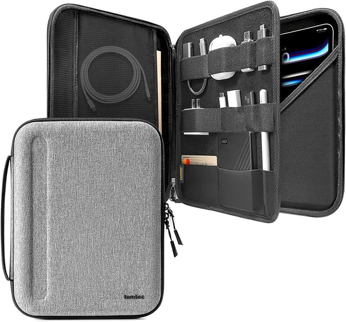 tomtoc Portfolio Case for 2026 13 Inch iPad Air M4, M3&M2, iPad Pro M5/M4, 12.9'' iPad Pro M2/M1, Protective Sleeve with Accessories Pocket, Carrying Storage Bag for Pencil Pro/Adapter/Magic Keyboard