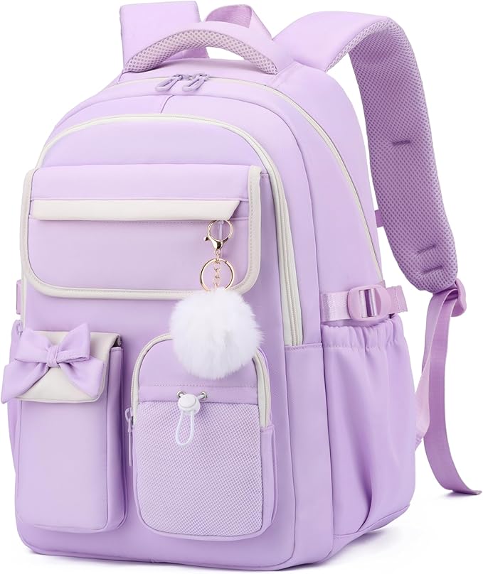 Girls Backpack School Bags Kids Elementary School Backpack for Girls Teens Cute Childrens Bookbags Casual Back Packs, Purple