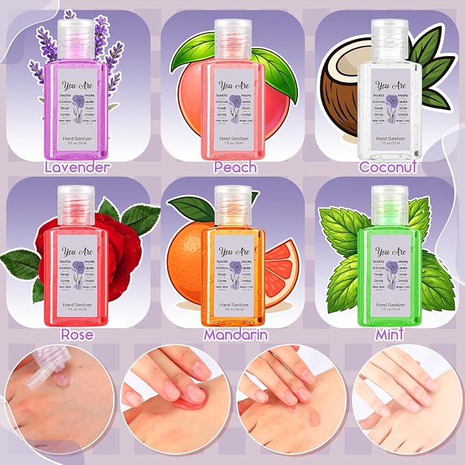 Frienda 24 Pcs Christian Scented Hand Sanitizer and 24 Keychain Holders Gifts for Women Bible Verse Religious Purple Sanitizers Gift for Christian Prayer Mom Pastor Mother's Day Appreciation Gifts