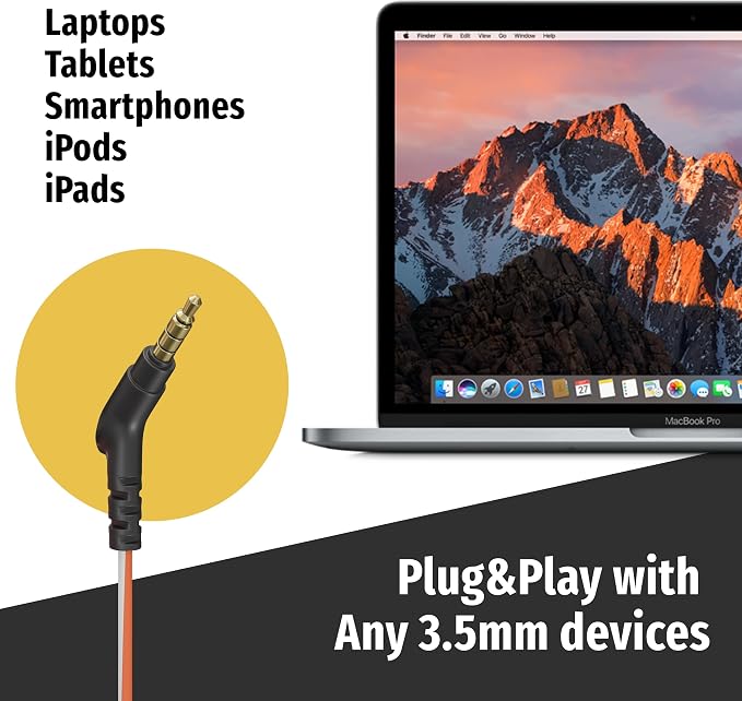 Symphonized Wired Earbuds 3.5mm Jack – Wooden Earphones with Mic & Volume Control, Plug In Ear Headphones Wire, Corded Ear Buds Wired Earbuds with Microphone for Computer, Laptop & Phone with Aux Cord