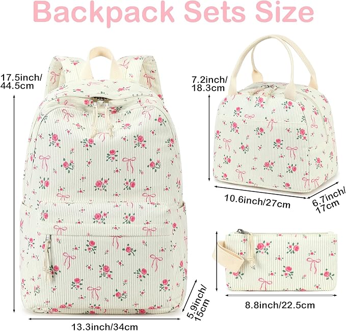 LEDAOU Backpack for Girls School Bag Kids Bookbag Teen Backpack Set Daypack with Lunch Bag and Pencil Case | Kids, Bookbag, Daypack, with Lunch Bag, and Pencil Case