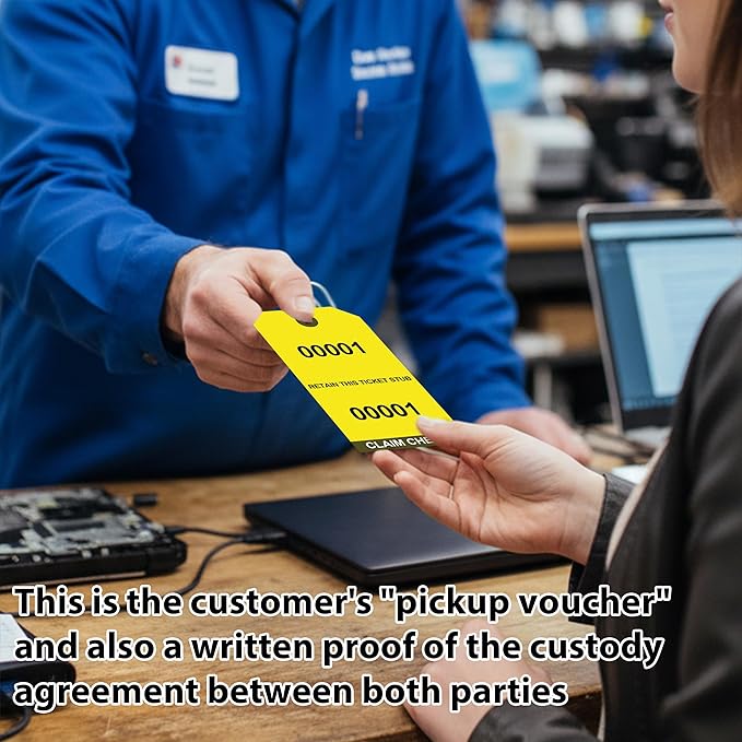 1000 Pcs Duplicate Auto Park Tags (Numbered 1-1000) 4.72" x 2.36" Inch Valet Parking Tickets with Strings Claim Check Tags with Marker for Valet Coat Check and Hotel Luggage Tags (1000, Yellow)