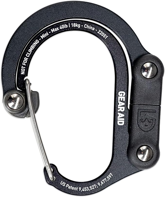 GEAR AID HEROCLIP 360° Swivel Carabiner Gear Clip and Hook (Medium) for Camping, Backpack, Suitcases and Garage Organization