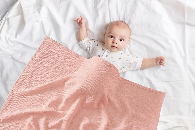 TADO MUSLIN 2-Pack Nursing Covers for Breastfeeding, 100% Organic Cotton Muslin Nursing Cover for Mom, Soft Breathable Breastfeeding Cover, Full Privacy Cover for Nursing, Regular Coverage Pink White