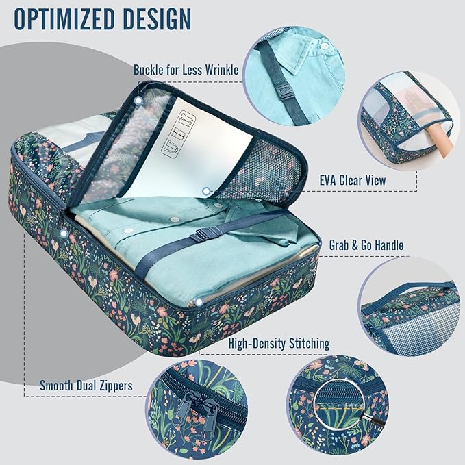 Veken 10 Set Packing Cubes for Travel Essentials, Suitcase Organizer Bags in 4 Sizes, Carry-On Luggage Accessories with Large Laundry Bag & Passport Holder, Must-Have for Airplane, Road Trip & Camping