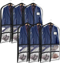 Univivi Clear Black PVC Dance Costume Bags Garment Bag 40 Inch for Dance Competitions, with 4 Medium Clear Zipper Pockets and 1 Large Back Zippered Pocket [Upgraded Version] (40'' x 24'' 6 Pack)
