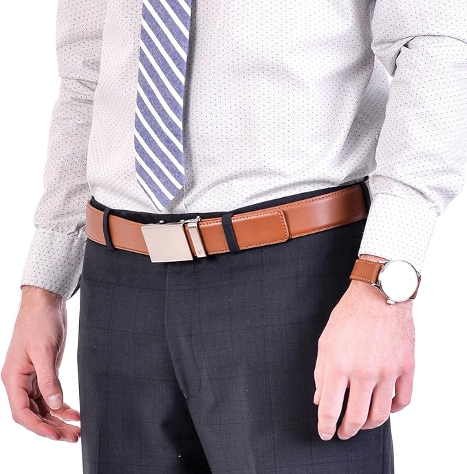 Mission Belt Men's Leather Ratchet Belt, 40mm Metal Collection