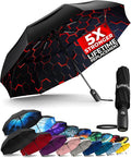 TUMELLA Strongest Windproof Travel Umbrella (Compact, 100MPH Wind-Tested), Light, Portable, One-Handed Use, Automatic Folding Rain Umbrella, Durable, Premium Grip, Fits Car & Backpack