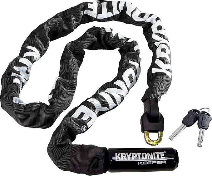 Kryptonite Keeper 712 Bike Chain Lock, 4 Feet Long Heavy Duty Anti-Theft Bicycle Chain Lock with Keys for Bike, Motorcycle, Scooter, Bicycle, Door, Gate, Fence | chain-bike-locks