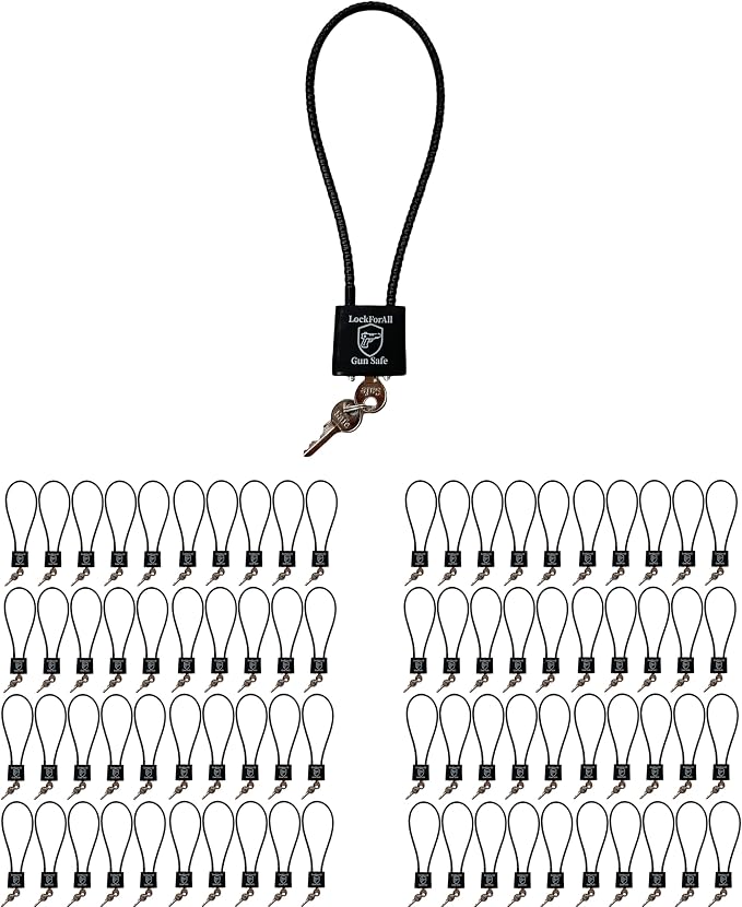 Cable Gun Locks with Keys Hunting Sports- Keyed Alike 15" Cable Gun Safe Lock CA DOJ Approved for Pistols, Handguns, Rifles, and Shotguns, Home, Storage Firearm Locking and Safety