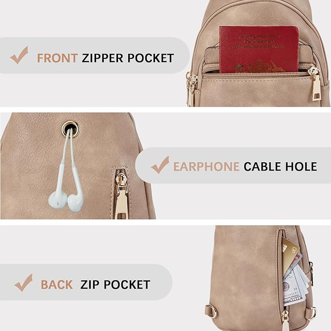 BOSTANTEN Sling Bag for Women Leather Crossbody Bags Fanny Pack Chest Bag for Travel