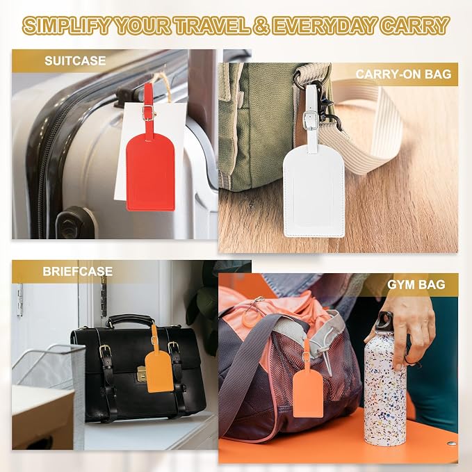 PATIKIL Leather Luggage Tag, 30 Pcs Luggage Tags Pu Bag Tags for Suitcases Airplane Travel Essentials, Haze Blue