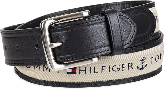 Tommy Hilfiger Men's Fabric Inlay Casual Belt With Classic Harness Buckle