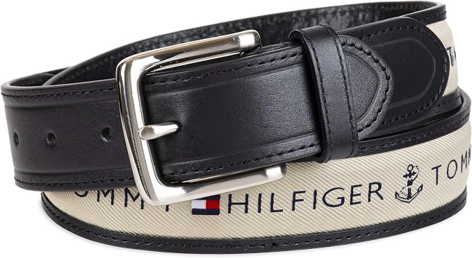 Tommy Hilfiger Men's Fabric Inlay Casual Belt With Classic Harness Buckle