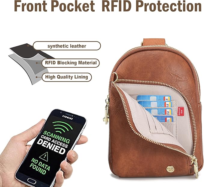 INICAT RFID Blocking Sling Bag, Anti Theft Crossbody Bag for Women Compact Travel Purses Vegan Leather