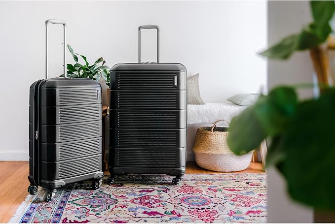 American Tourister Stratum 2.0 Expandable Hardside Luggage with Spinner Wheels, 24" SPINNER, Jet Black