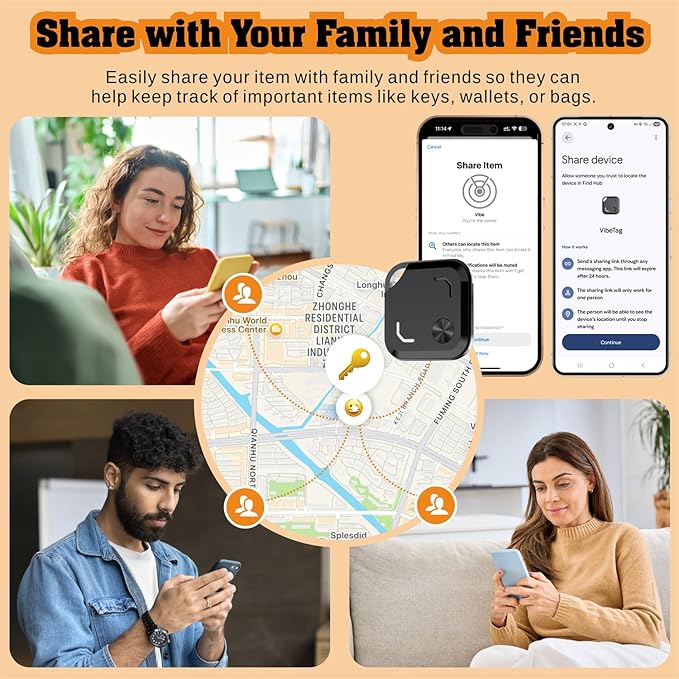 Reyke Android Air Tracker Tags-4 Pack for Both iOS & Android Phones, Dual System Bluetooth Tracker Compatible with Apple Find My (iOS) & Google Find Hub (Android) Device for Luggage, Keys, Backpack