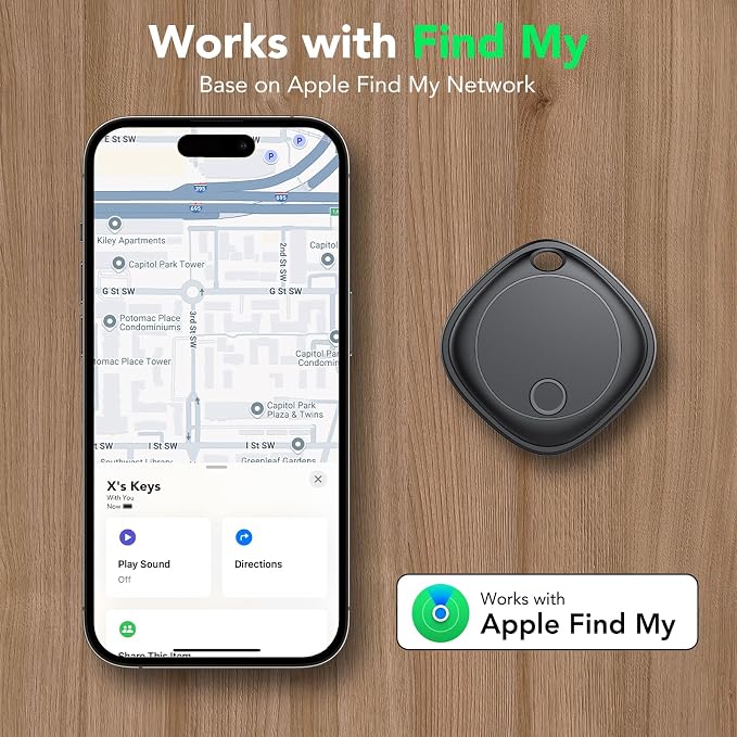 Air Tracker Tags-4 Pack, Bluetooth Tracker Works with Apple Find My APP (iOS Only), Bluetooth Smart Air Tag Keys Finder and Item Locator for Keys, Bags, Luggage, Wallet, Replaceable Battery