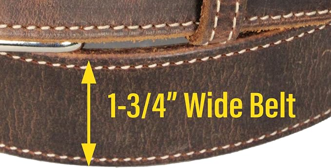 Money Belt, 1-3/4" Double Prong, Zipper Pocket, Travel Security, Full Leather, Made in USA