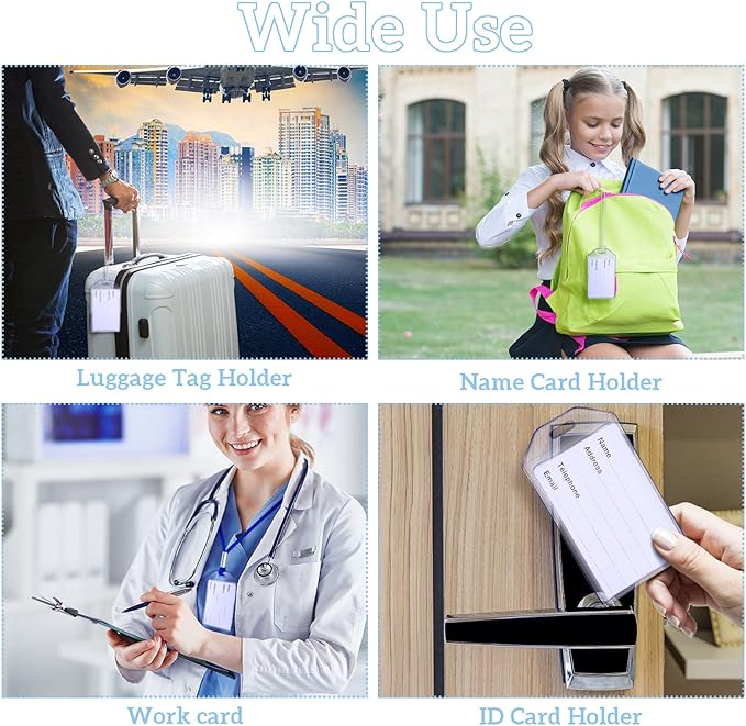 40 Pack Clear Cruise Luggage Tags with Loops Heavy Duty PVC Tag Suitcases Identification ID Card with Business Card Insert