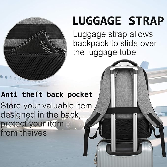 Volher Laptop Backpack,Business Travel Anti Theft Slim Durable Laptops Backpack,Water Resistant College Computer Bag for Women & Men Fits 15.6 Inch Laptop and Notebook - Grey