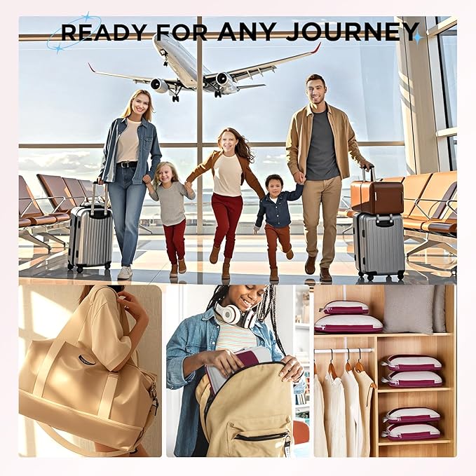 10 Set Compression Packing Cubes for Travel Essentials,Compressible Expandable Packing Cubes for Suitcase,OlarHike Luggage Garment Bags for Travel,Handy Helper for Organizing Clothes(Wine Red)